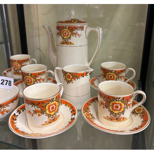 278 - ORANGE FLORAL COFFEE SERVICE