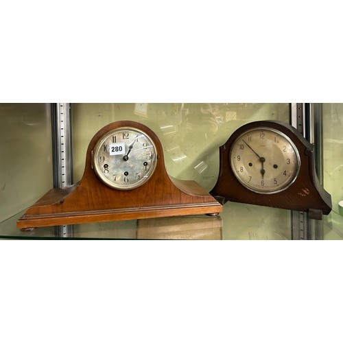 280 - OAK CASE ENFIELD MANTEL CLOCK AND NAPOLEAN STYLE MANTEL CLOCK