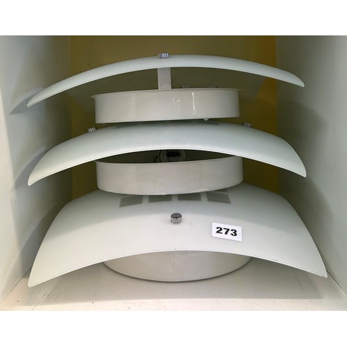 273 - THREE FROSTED OPAQUE CURVED FLUSH CEILING LIGHTS