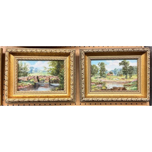 619 - PAIR OF BRIAN TOVEY OIL ON BOARDS OF RURAL SCENES IN HAMPTON IN ARDEN AND SOLIHULL IN GILT FRAMES