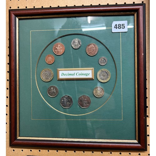 485 - TWO FRAMED BRITISH DECIMAL AND PRE-DECIMAL COINAGE COLLAGES