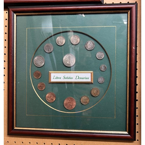 485 - TWO FRAMED BRITISH DECIMAL AND PRE-DECIMAL COINAGE COLLAGES