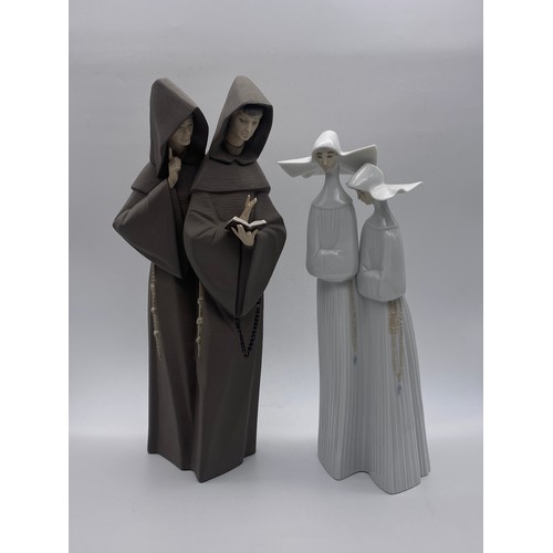 274 - LLADRO MATT FRIAR FIGURE AND LLADRO FRENCH NUN FIGURE GROUPS