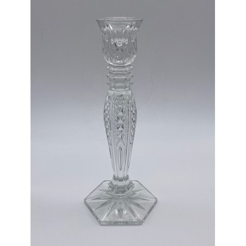 298 - PAIR OF WATERFORD CRYSTAL HEXAGONAL BASE CANDLE STICKS