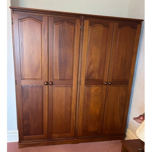 150 - TWIN MAHOGANY DOUBLE DOOR WARDROBE