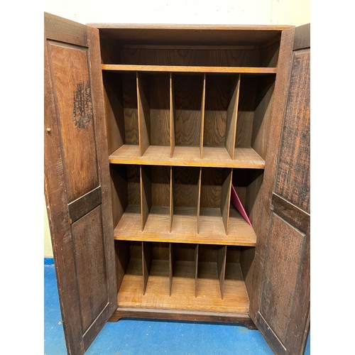 28 - OAK PANEL TWO DOOR CUPBOARD