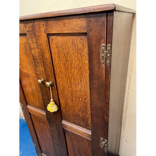 28 - OAK PANEL TWO DOOR CUPBOARD