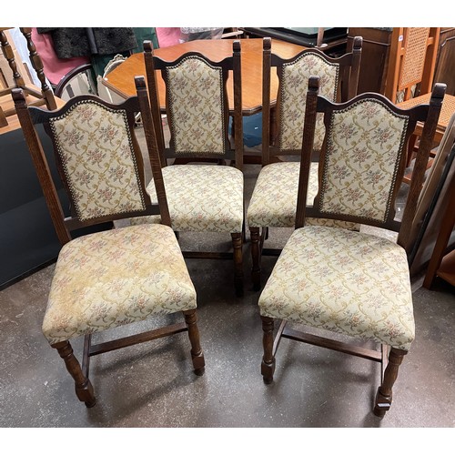 63 - SET OF FOUR UPHOLSTERED OAK DINING CHAIRS