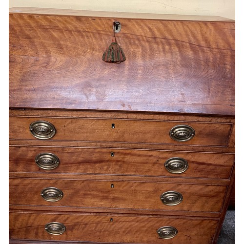 75 - 19TH CENTURY MAHOGANY BUREAU WITH FITTED INTERIOR