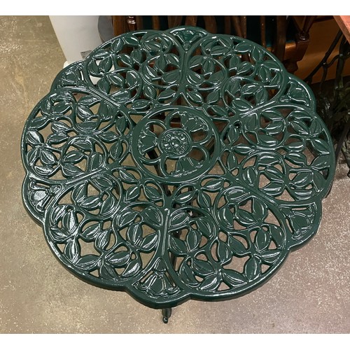 86 - GREEN PAINTED WROUGHT IRON VICTORIAN STYLE PATIO TABLE