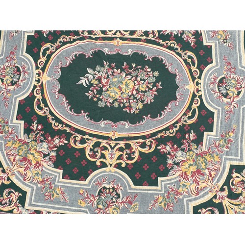 230 - GREEN BROWN FLORAL EMBROIDERED BED THROW