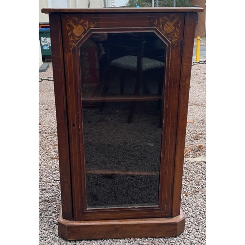 243 - VICTORIAN WALNUT AND MARQUETRY INLAID GLAZED PIER CABINET