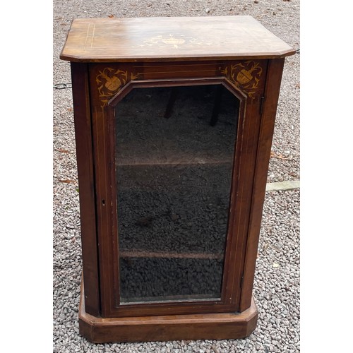 243 - VICTORIAN WALNUT AND MARQUETRY INLAID GLAZED PIER CABINET