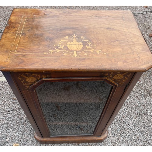 243 - VICTORIAN WALNUT AND MARQUETRY INLAID GLAZED PIER CABINET