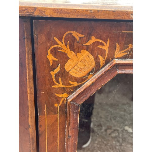 243 - VICTORIAN WALNUT AND MARQUETRY INLAID GLAZED PIER CABINET