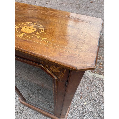 243 - VICTORIAN WALNUT AND MARQUETRY INLAID GLAZED PIER CABINET