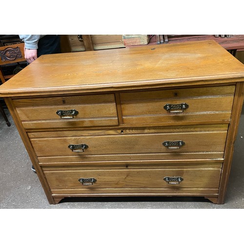 216 - EDWARDIAN ASH TWO OVER TWO DRAWER CHEST