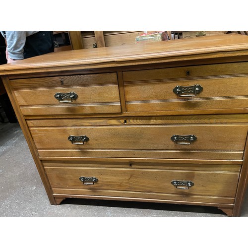 216 - EDWARDIAN ASH TWO OVER TWO DRAWER CHEST