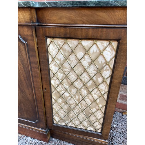 3 - REGENCY STYLE GREEN MARBLE TOP BREAKFRONT SIDE CABINET