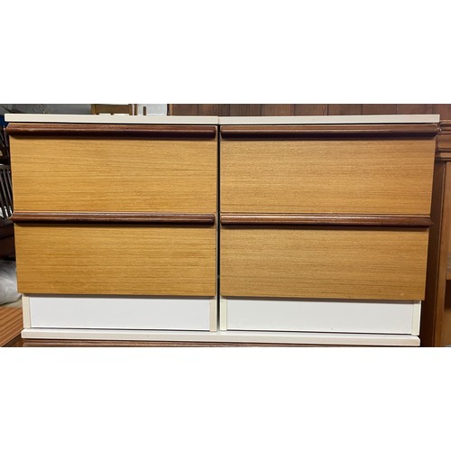 85 - PAIR OF LATE 1960S/70S 24 TEAK FRONTED AND MELAMINE BEDSIDE CHESTS