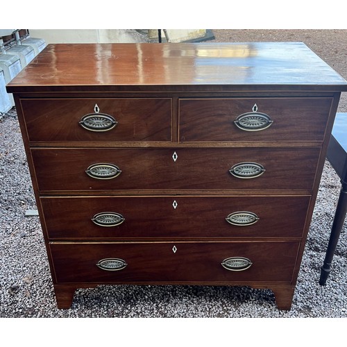 106 - GEORGE III MAHOGANY TWO OVER THREE DRAWER CHEST ON SPLAYED BRACKET FEET