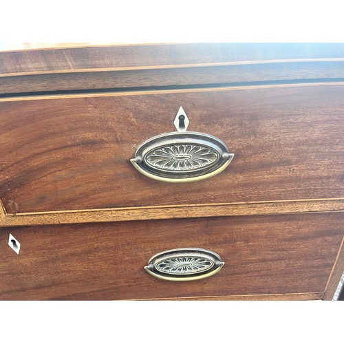 106 - GEORGE III MAHOGANY TWO OVER THREE DRAWER CHEST ON SPLAYED BRACKET FEET