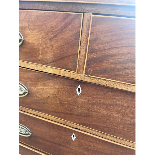 106 - GEORGE III MAHOGANY TWO OVER THREE DRAWER CHEST ON SPLAYED BRACKET FEET