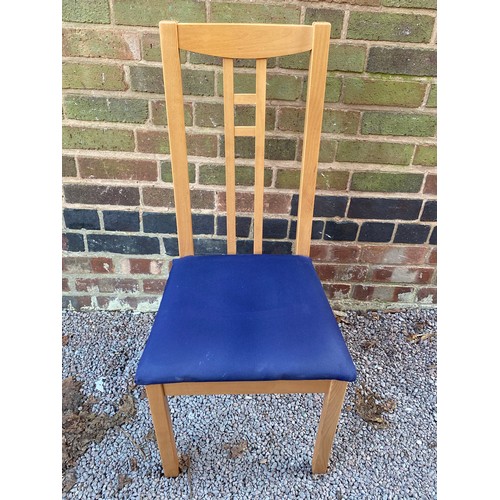 98 - BEECH RECTANGULAR DINING TABLE AND FOUR UPHOLSTERED DINING CHAIRS