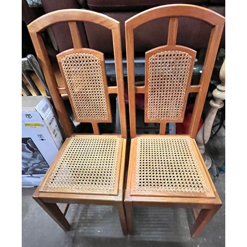 97 - PAIR OF BERGERE CANED PANEL HIGH BACK DINING CHAIRS