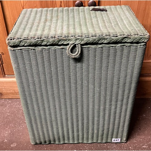 237 - GREEN LLOYD LOOM RECTANGULAR LINEN BIN