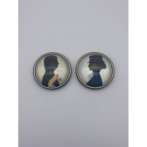 650 - TWO ELIZABETH BAVERSTOCK CUT SILHOUETTES OF EARLY 19TH CENTURY MALE AND FEMALE