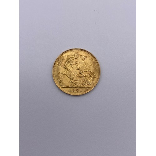 778 - EDWARD VII 1908 HALF SOVEREIGN 4G APPROX