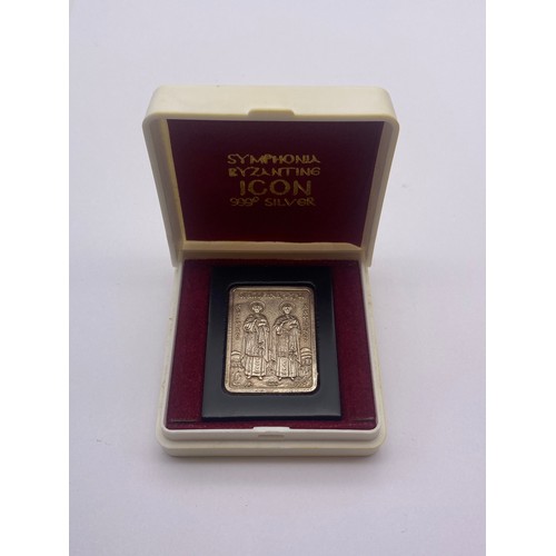 758 - BOXED GREEK SILVER ICON TABLET