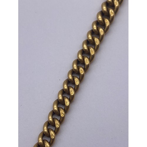 787 - 18CT GOLD GRADUATED LINK ALBERT CHAIN WITH SNAP SWIVEL FASTENER, T BAR AND BLOOD STONE SQUARE SWIVEL... 