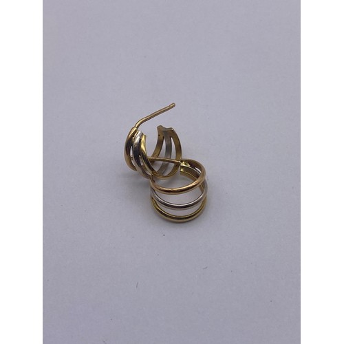 781 - PAIR OF LADIES THREE COLOUR GOLD HALF HOOP EARRINGS 2.5G APPROX