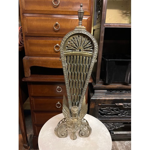 241 - SMALLER BRASS PEACOCK FAN FIRE SCREEN (A/F)