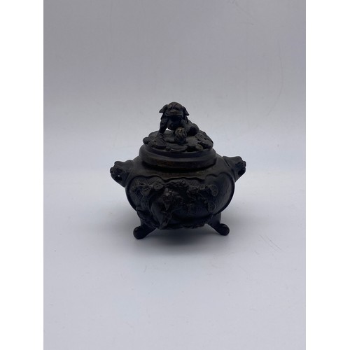 715 - SMALL BRONZE KORO AND COVER