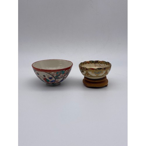 714 - JAPANESE SATSUMA EARTHENWARE BOWL AND ONE OTHER BOWL DECORATED WITH FIGURES