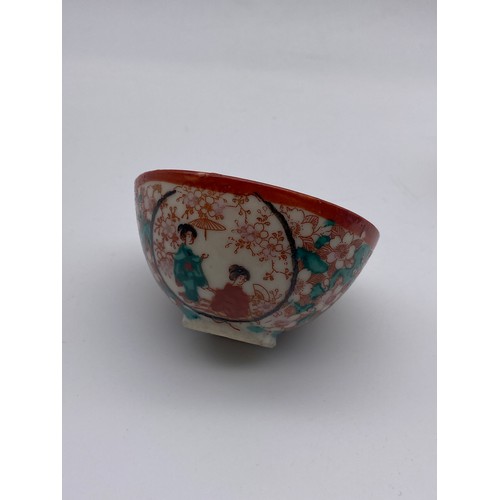 714 - JAPANESE SATSUMA EARTHENWARE BOWL AND ONE OTHER BOWL DECORATED WITH FIGURES