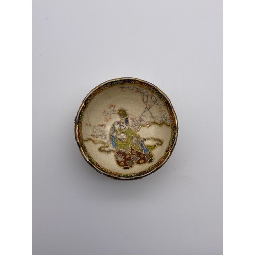 714 - JAPANESE SATSUMA EARTHENWARE BOWL AND ONE OTHER BOWL DECORATED WITH FIGURES