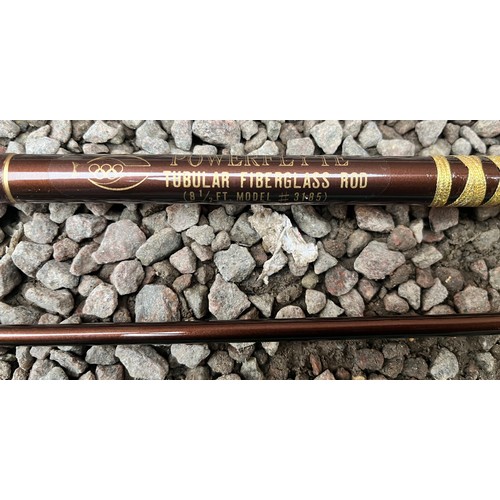 455 - DAIWA CARBON C98 14FT SALMON ROD IN PVC TUBE, POWER FLIGHT TUBULAR FIBRE GLASS 8.5FT TWO PIECE FLY R... 