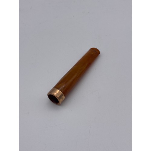 675 - 9CT ROSE GOLD BANDED CHEROOT HOLDER