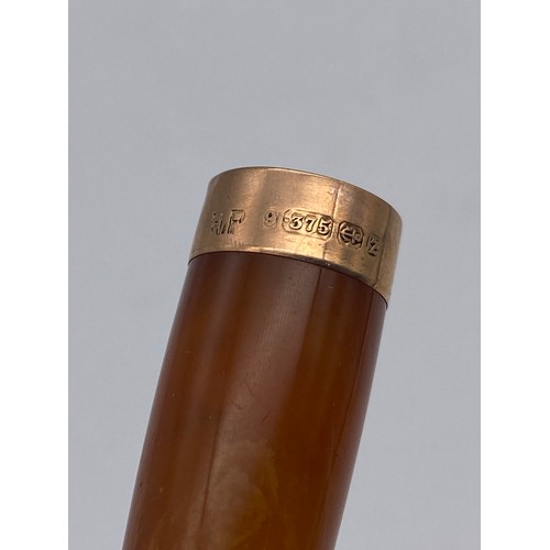 675 - 9CT ROSE GOLD BANDED CHEROOT HOLDER