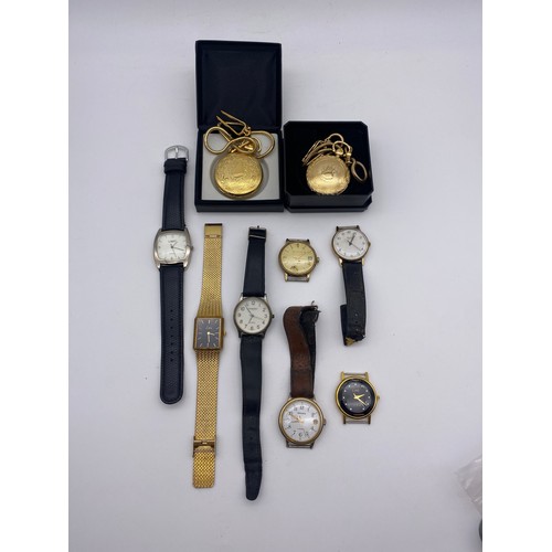 756 - SELECTION OF GENTLEMANS WRIST WATCHES - SEKONDA, LIMIT, AND TWO PLATED SEKONDA FULL HUNTER POCKET WA... 