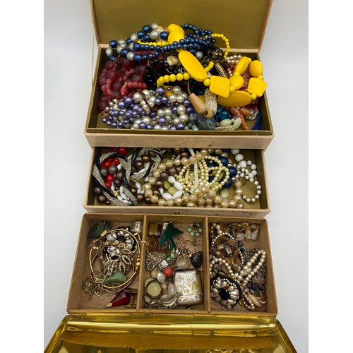 682 - TWO JEWELLERY BOXES OF ASSORTED COSTUME JEWELLERY BEAD NECKLACES