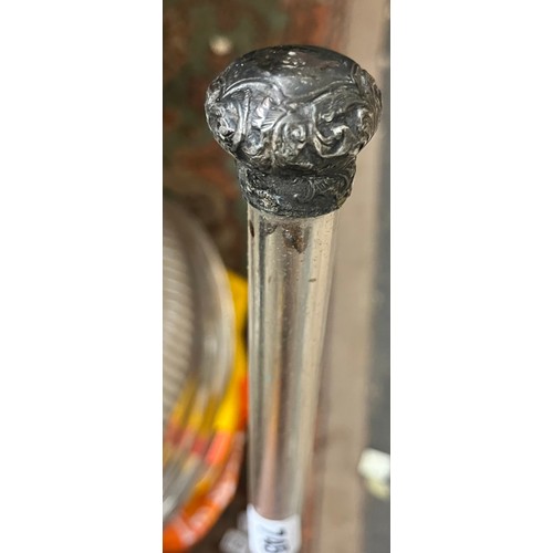 745 - LONG GLASS PHIAL WITH SILVER SCREW TOP