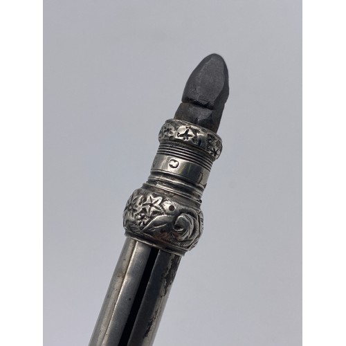 657 - SILVER PROPELLING PENCIL, SILVER CHEROOT HOLDER AND A SEAL TOP PROPELLING PENCIL