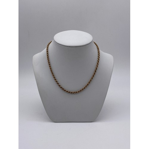 768 - 9CT GOLD ROPE TWIST NECK CHAIN 5G APPROX 40CM LONG