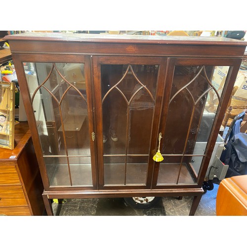 104 - EDWARDIAN MAHOGANY ASTRAGAL GLAZED DISPLAY CABINET