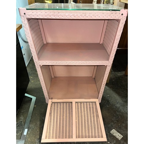 9 - PINK LLOYD LOOM TRAPEZOID  BEDSIDE CABINET